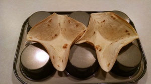 Tostado shells in muffin tin